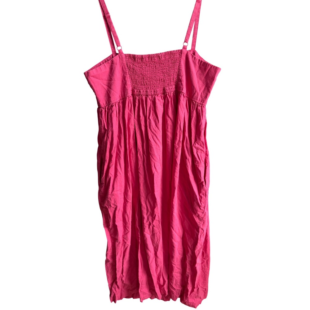 Uniqlo Linen Blend Camisole Dress Womens M Pink Barbiecore Minimalist Summer